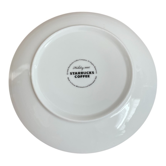 VNTG 2006 STARBUCKS Christmas Holiday Plates Set of 4 Ceramic Snowman Tree Plate - Picture 4 of 4